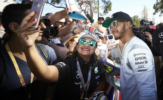 Lewis Hamilton with F1 fans