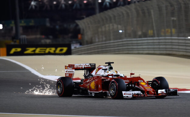 Sebastian Vettel sparkling in his Ferrari SF16-H