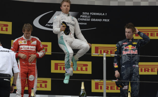 2016 Chinese F1 GP podium: 1. Rosberg 2. Vettel 3. Kvyat