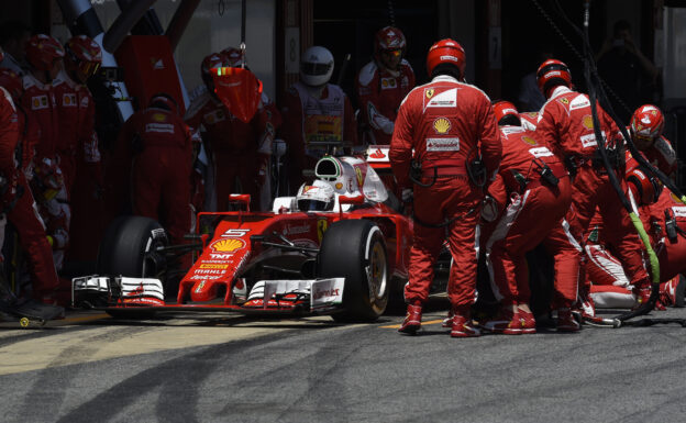 Sebastian Vettel, Ferrari SF16-H makes a pit stop