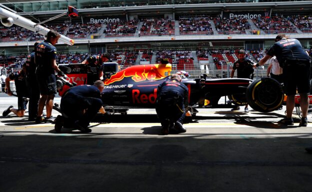 Max Verstappen driving the Red Bull RB12