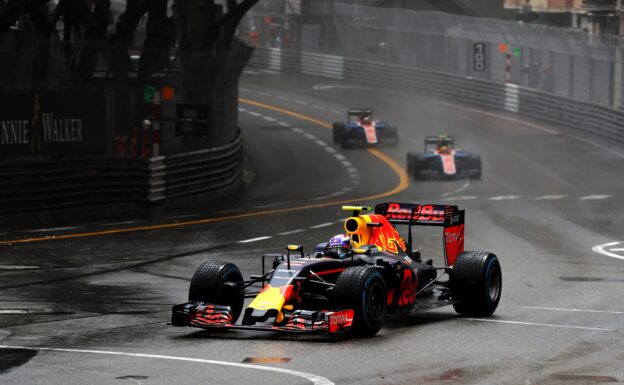 Max Verstappen driving his Red Bull RB12 at Monaco