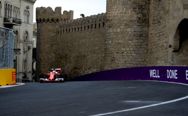 Sebatian Vettel driving his Ferrari SF16-H in Baku