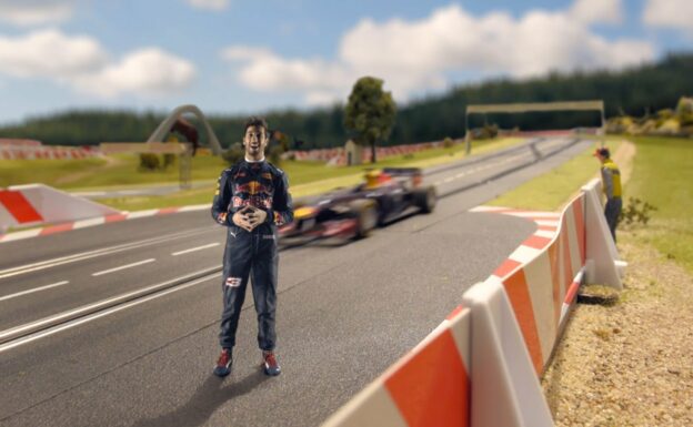 Daniel Ricciardo laps the Red Bull Ring in a slot car