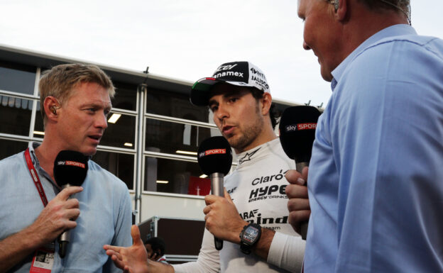 Sergio Perez getting interviewed