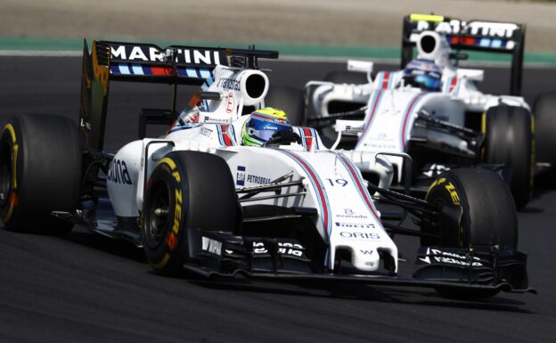 Felipe Massa, Williams FW38 Mercedes, leads Valtteri Bottas, Williams FW38 Mercedes. Hungarian GP F1/2016.