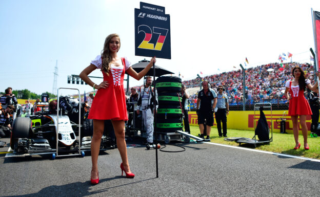 Grid girl for Nico Hulkenberg (GER) Sahara Force India F1 VJM09. Hungarian Grand Prix F1/2016