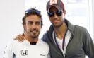 Fernando Alonso with Enrique Iglesias i the Pit garage Hungarian GP F1/2016