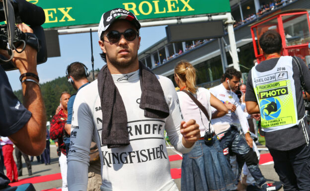 Sergio Perez (MEX) Sahara Force India F1/2016 on the grid. Belgian Grand Prix