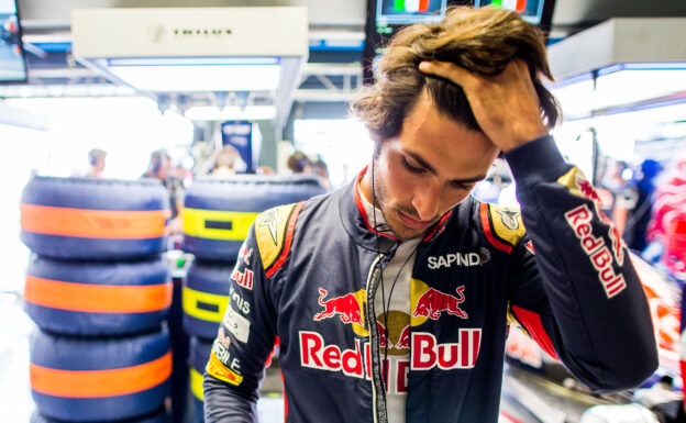 MONZA, ITALY F1/2016: Carlos Sainz of Scuderia Toro Rosso during practice for the Formula One Grand Prix.