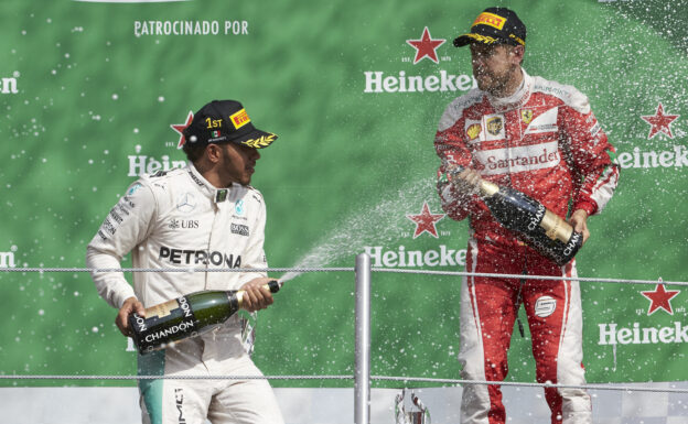 Formula One - MERCEDES AMG PETRONAS, Mexican GP 2016. Lewis Hamilton; Sebastian Vettel