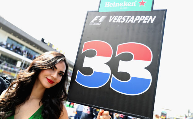 The grid girld of Max Verstappen on the grid before the Formula One Grand Prix of Mexico at Autodromo Hermanos Rodriguez on October 30, 2016