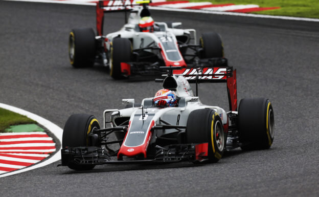 Haas teammates-on-track-at-suzuka-Japan 2016