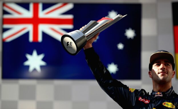 Daniel Ricciardo reacts to Malaysian Grand Prix win