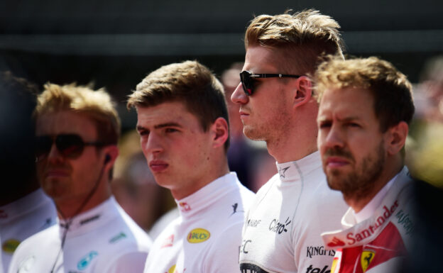 Nico Hulkenberg (GER) Sahara Force India F1 as the grid observes the national anthem. Mexican Grand Prix 2016