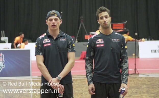 Max Verstappen and Daniel Ricciardo play sepak takraw in Puchong, Selangor, Malaysia. 30/09/2016