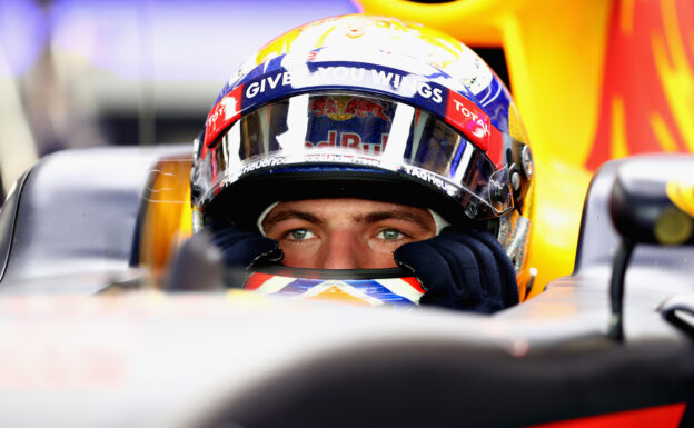 Max Verstappen sits in his car in the garage during practice for the Abu Dhabi Formula One Grand Prix at Yas Marina Circuit.