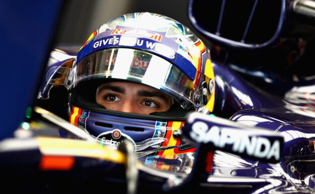 Carlos Sainz of Spain in the garage during practice for the Abu Dhabi Formula One Grand Prix at Yas Marina Circuit.