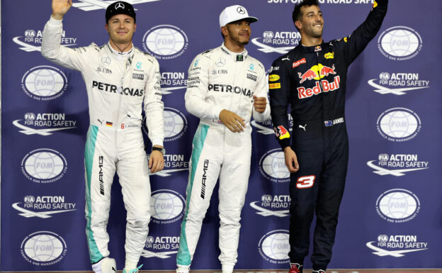 Top 3 qualifiers 2016 Abu Dhabi GP: 1. Hamilton 2. Rosberg 3. Ricciardo