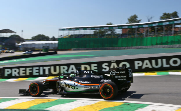 Nico Hulkenberg (GER) Sahara Force India F1 VJM09 with the Halo cockpit cover. Brazilian Grand Prix 2016