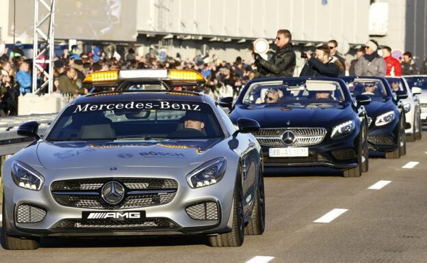 Mercedes-Benz CAR-nage! Burnouts - onboard - F1 & DTM!