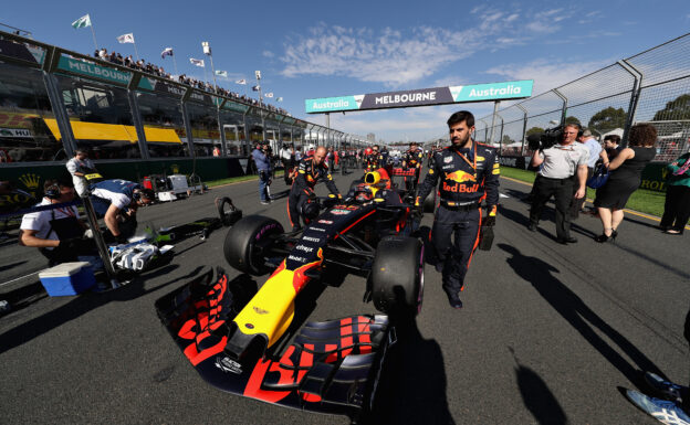 Max Verstappen of Red Bull Racing RB13 on the grid before the Australian Formula One Grand Prix at Albert Park on March 26, 2017 in Melbourne.