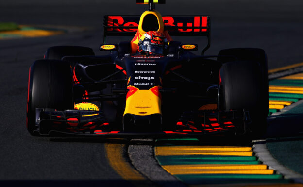 Max Verstappen driving the (33) Red Bull Racing Red Bull-TAG Heuer RB13 TAG Heuer on track during the Australian Formula One Grand Prix at Albert Park on March 26, 2017 in Melbourne.