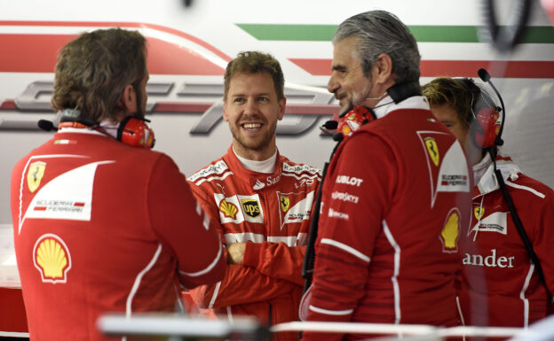 Sebastian Vettel and Maurizio Arrivabene Shanghai International Circuit China F1/2017