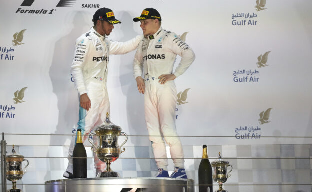 Formula One - Mercedes-AMG Petronas Motorsport, Bahrain GP 2017. Lewis Hamilton, Valtteri Bottas;