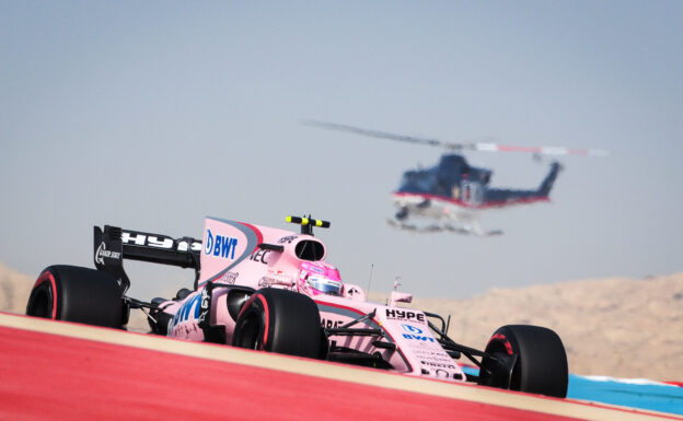 Esteban Ocon (FRA) Sahara Force India F1 VJM10. Bahrain Grand Prix, Saturday 15th April 2017. Sakhir, Bahrain.