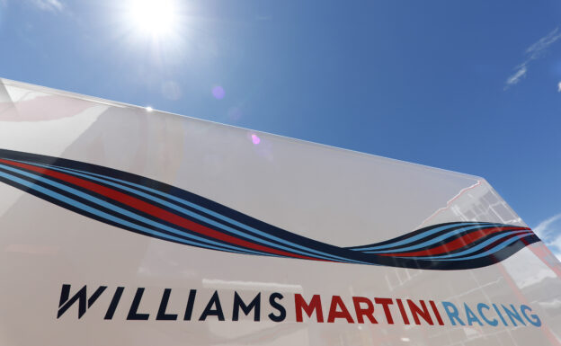 Williams Circuit de Catalunya, Barcelona, Spain. Friday 12 May 2017. Logo on the team trucks.