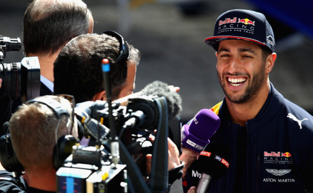 Daniel Ricciardo of Australia and Red Bull Racing talks to the media during previews to the Formula One Grand Prix of Russia on April 27, 2017 in Sochi, Russia.