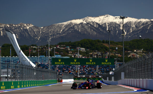 Daniil Kvyat of Russia driving the (26) Scuderia Toro Rosso STR12 on track during final practice for the Formula One Grand Prix of Russia on April 29, 2017 in Sochi, Russia.