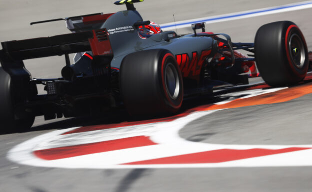 Kevin Magnussen Haas VF17 on speed Sochi Autodrom, Sochi, Russia. Saturday 29 April 2017.