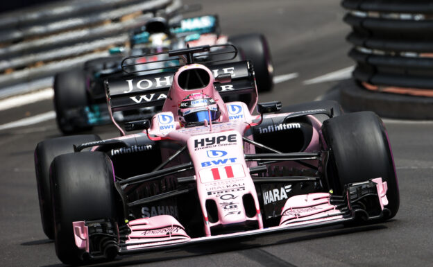 Sergio Perez (MEX) Sahara Force India F1 VJM10 at Moanco Monaco Grand Prix, Thursday 25th May 2017. Monte Carlo, Monaco.