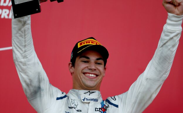 Baku City Circuit, Baku, Azerbaijan. Sunday 25 June 2017. Lance Stroll, Williams Martini Racing, 3rd Position, on the Podium.