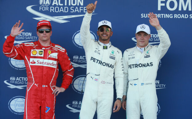 2017 Azerbaijan GP Top 3 qualifiers: 1. Hamilton, 2. Bottas, 3. Raikkonen