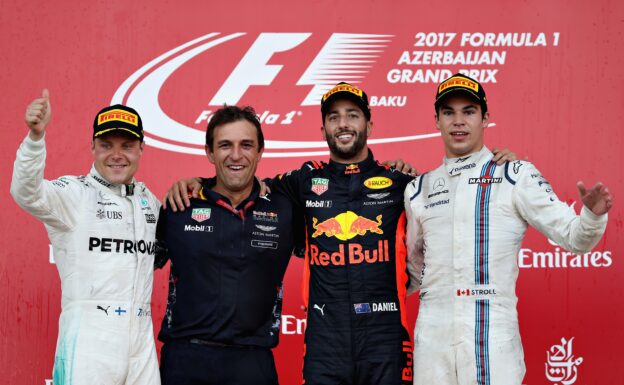 2017 Azerbaijan Podium: 1. Ricciardo, 2. Bottas, 3. Stroll