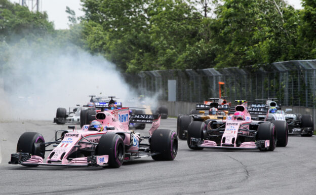 Sergio Perez (MEX) Sahara Force India F1 VJM10 at the start of the race. Canadian Grand Prix, Sunday 11th June 2017. Montreal, Canada.