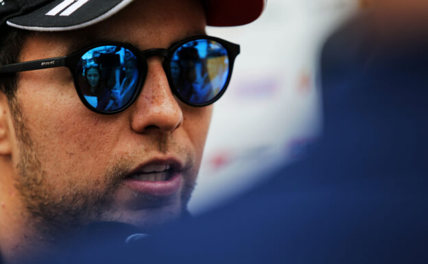 Sergio Perez (MEX) Sahara Force India F1 with the media. Azerbaijan Grand Prix, Thursday 22nd June 2017. Baku City Circuit, Azerbaijan.