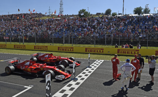 Top 3 qualifiers during the grid interview 2017 Hungarian GP