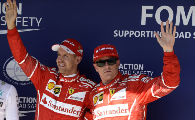 Sebastian Vettel & Kimi Raikkonen Ferrari on the podium Hungarian GP F1/2017