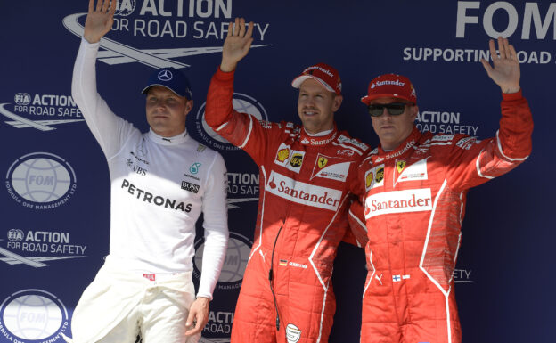 Top 3 qualifiers 2017 Hungarian GP: 1. Vettel, 2. Raikkonen, 3. Bottas