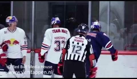 Max Verstappen and Daniel Ricciardo play ice hockey, Red Bull Akademie in Salzburg, 06/07/2017