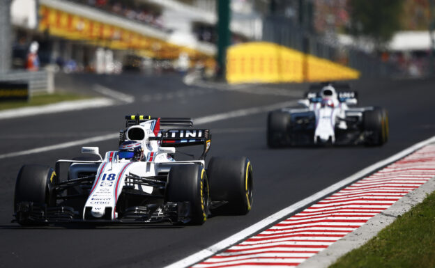 Hungaroring, Budapest, Hungary. Sunday 30 July 2017. Lance Stroll, Williams FW40 Mercedes, leads team-mate Paul di Resta.