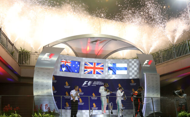 Formula One - Mercedes-AMG Petronas Motorsport, Singapore GP 2017. Lewis Hamilton, Valtteri Bottas & Daniel Ricciardo.