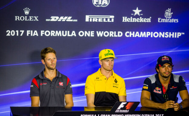 Romain Grosjean Haas, Nico Hulkenberg Renault & Carlos Sainz Toro Roso Italian GP F1 2017