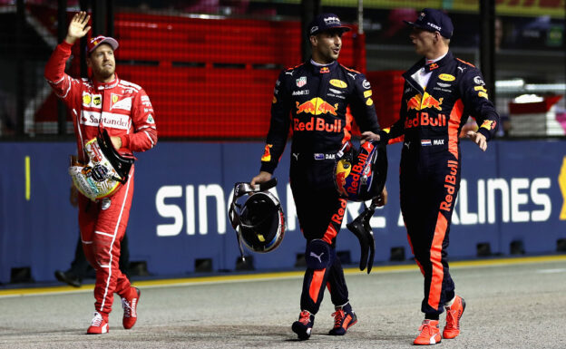 Sebastian Vettel, Daniel Ricciardo & Max Verstappen Singapore GP F1/2017