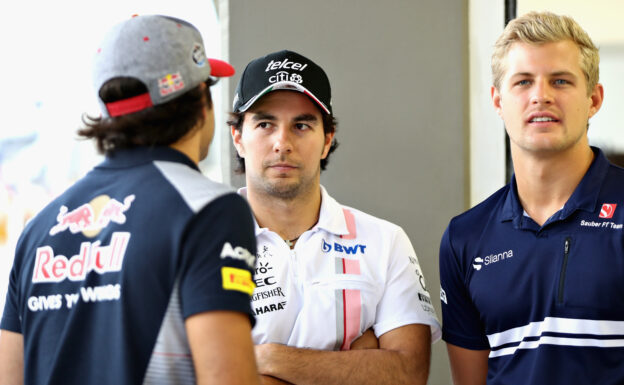 Carlos Sainz, Sergio Perez & Marcus Ericsson Singapore GP F1/2017