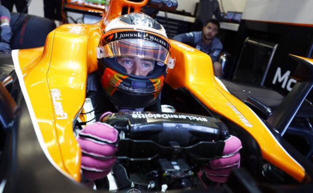 Circuit of the Americas, Austin, Texas, United States of America. Friday 20 October 2017. Stoffel Vandoorne, McLaren, in his cockpit.